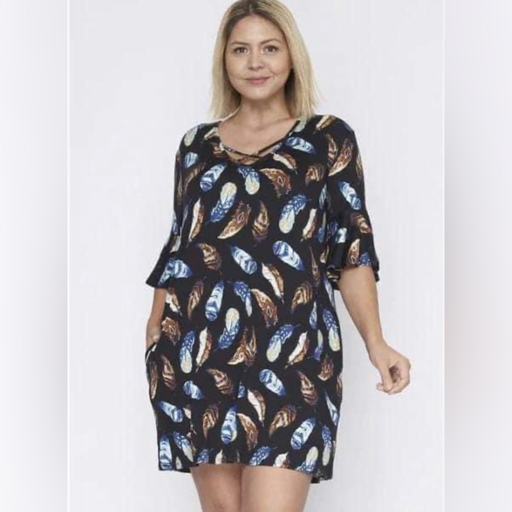 NWT Feather V-Neck Dress